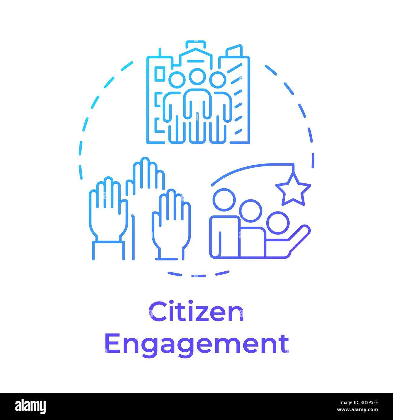 Citizen engagement blue gradient concept icon Stock Vector