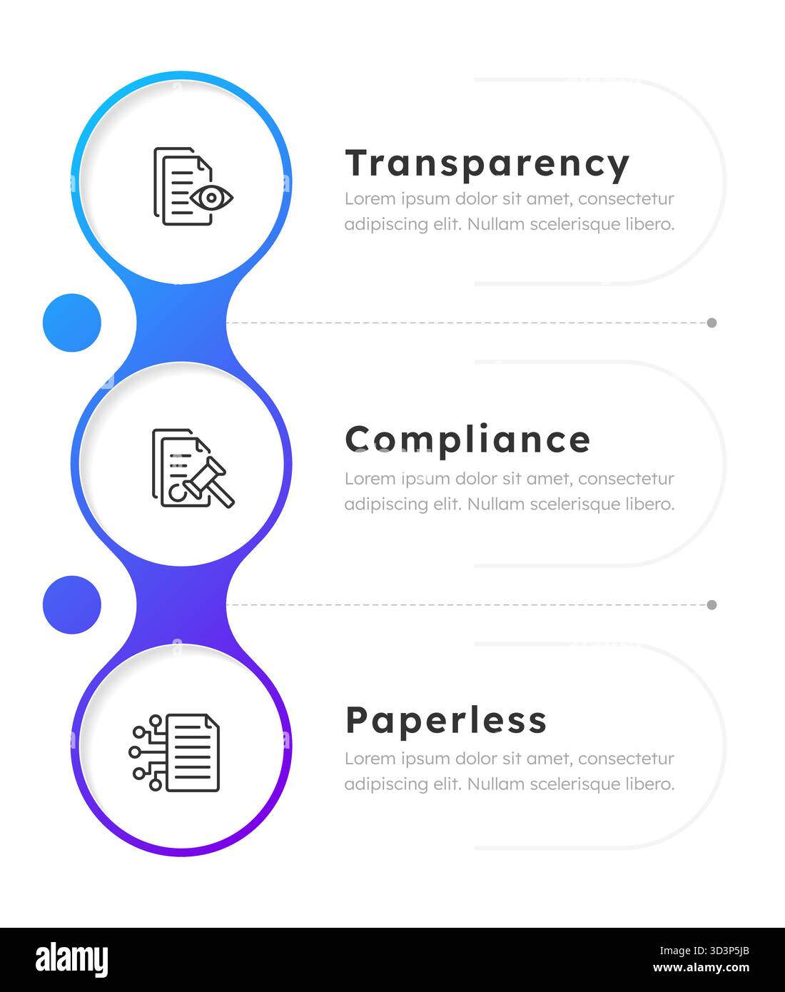 Business processes digitization infographic blue gradient circles Stock Vector