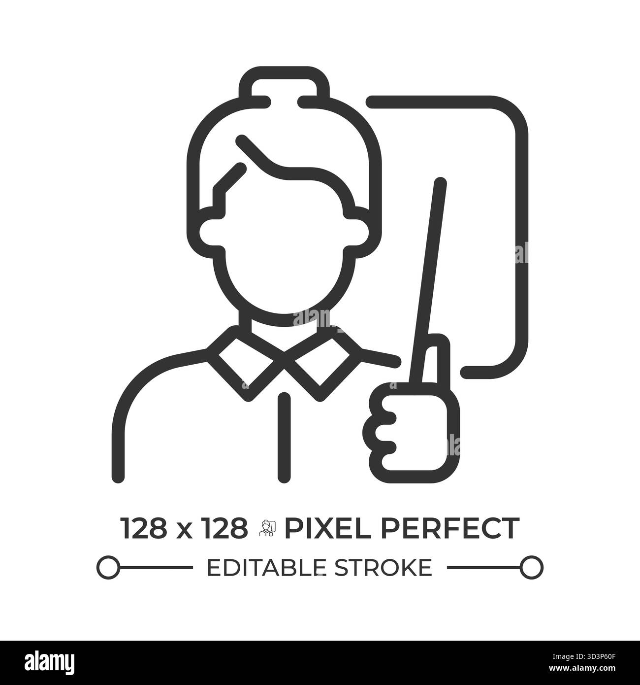 Teacher portrait pixel perfect line icon Stock Vector