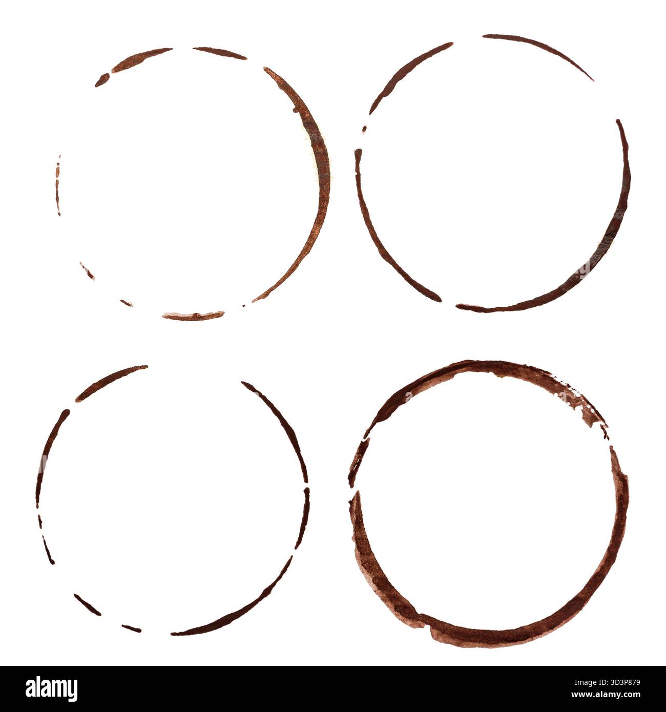 Coffee cup stains create artistic patterns on white surface during daytime Stock Photo
