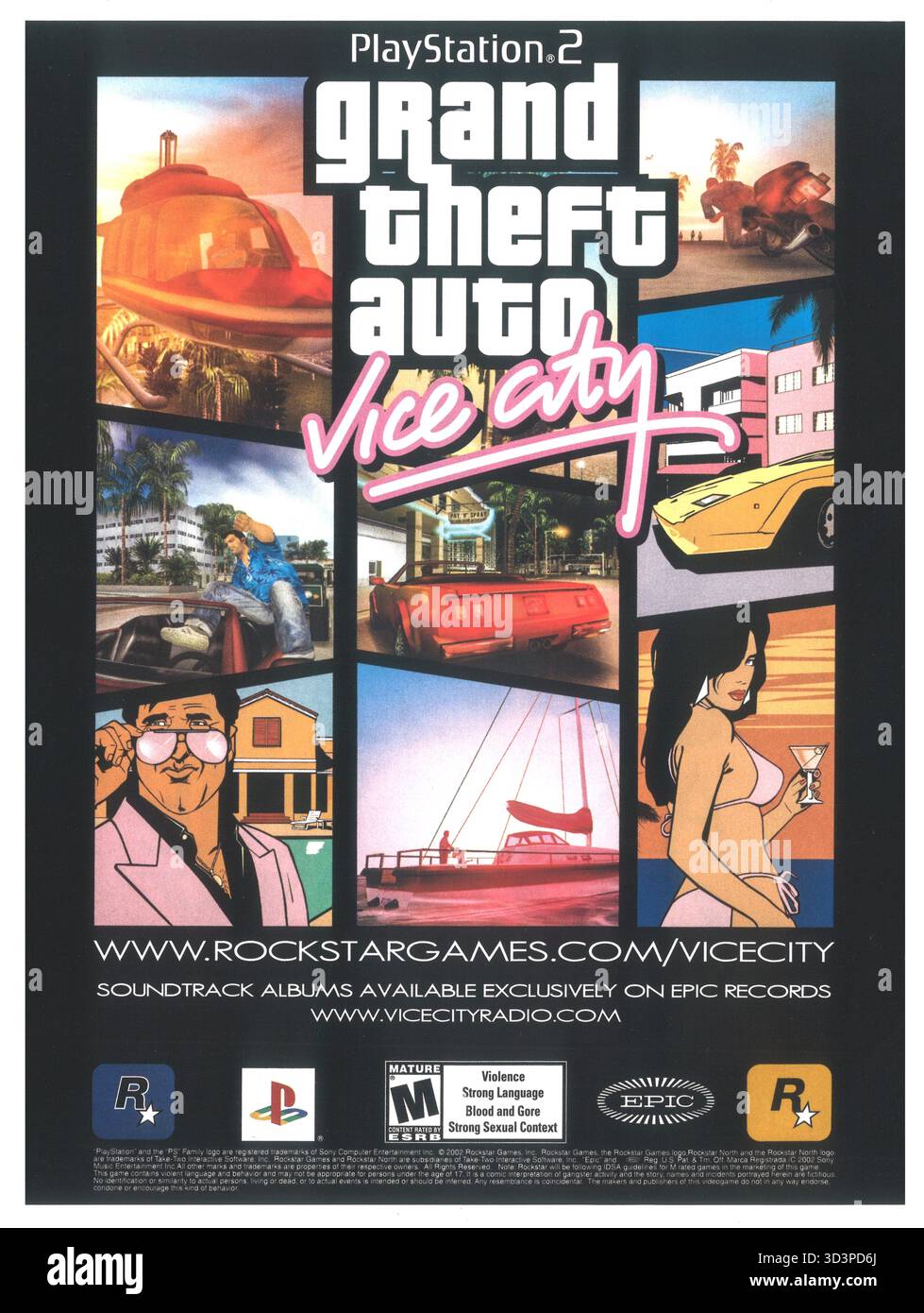 2002 Grand Theft Auto: Vice City video game Rockstar ad Stock Photo