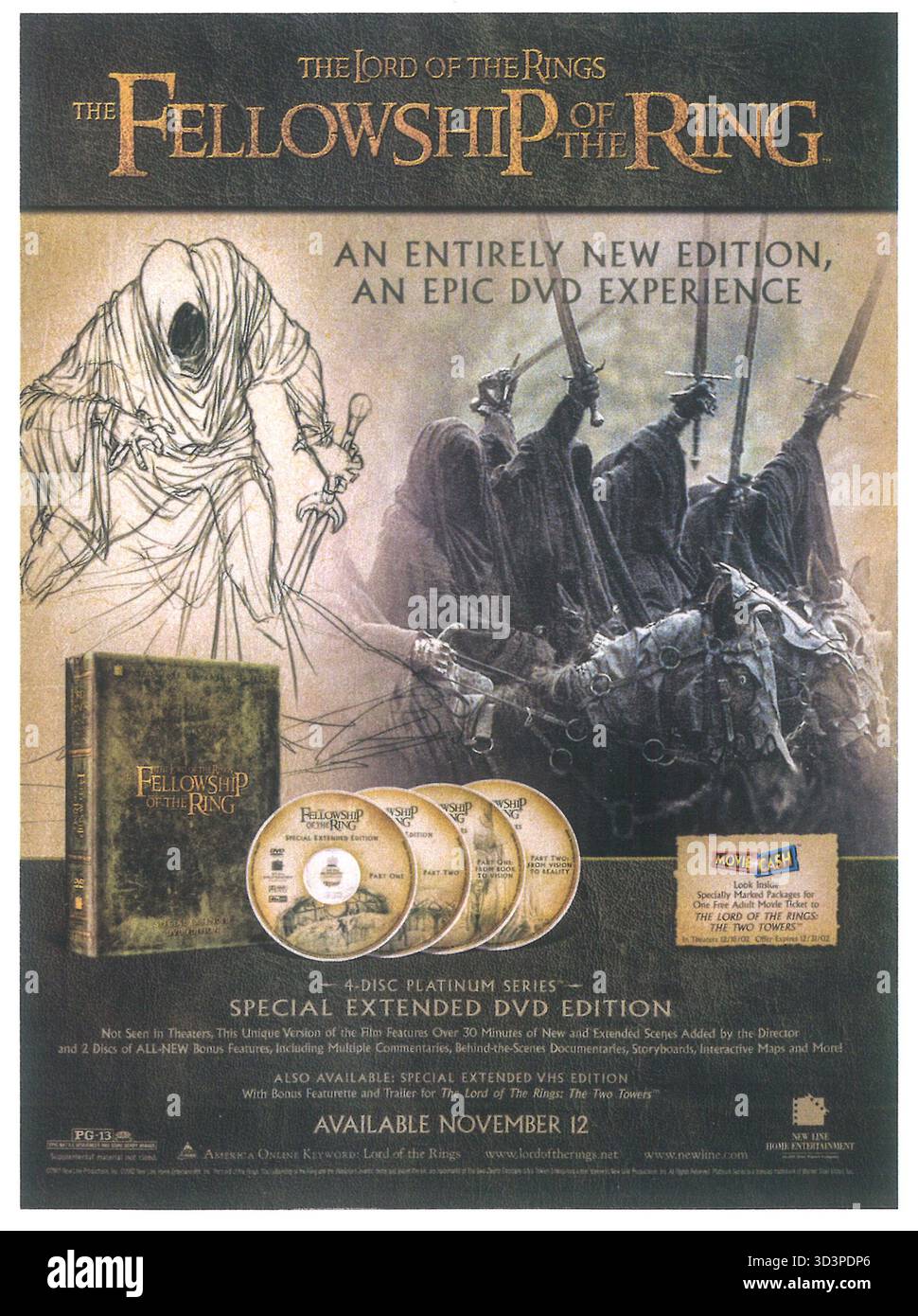 LE SEIGNEUR DES ANNEAUX - LA COMMUNAUTE French Movie Poster - 47x63 In 2001 Peter Jackson