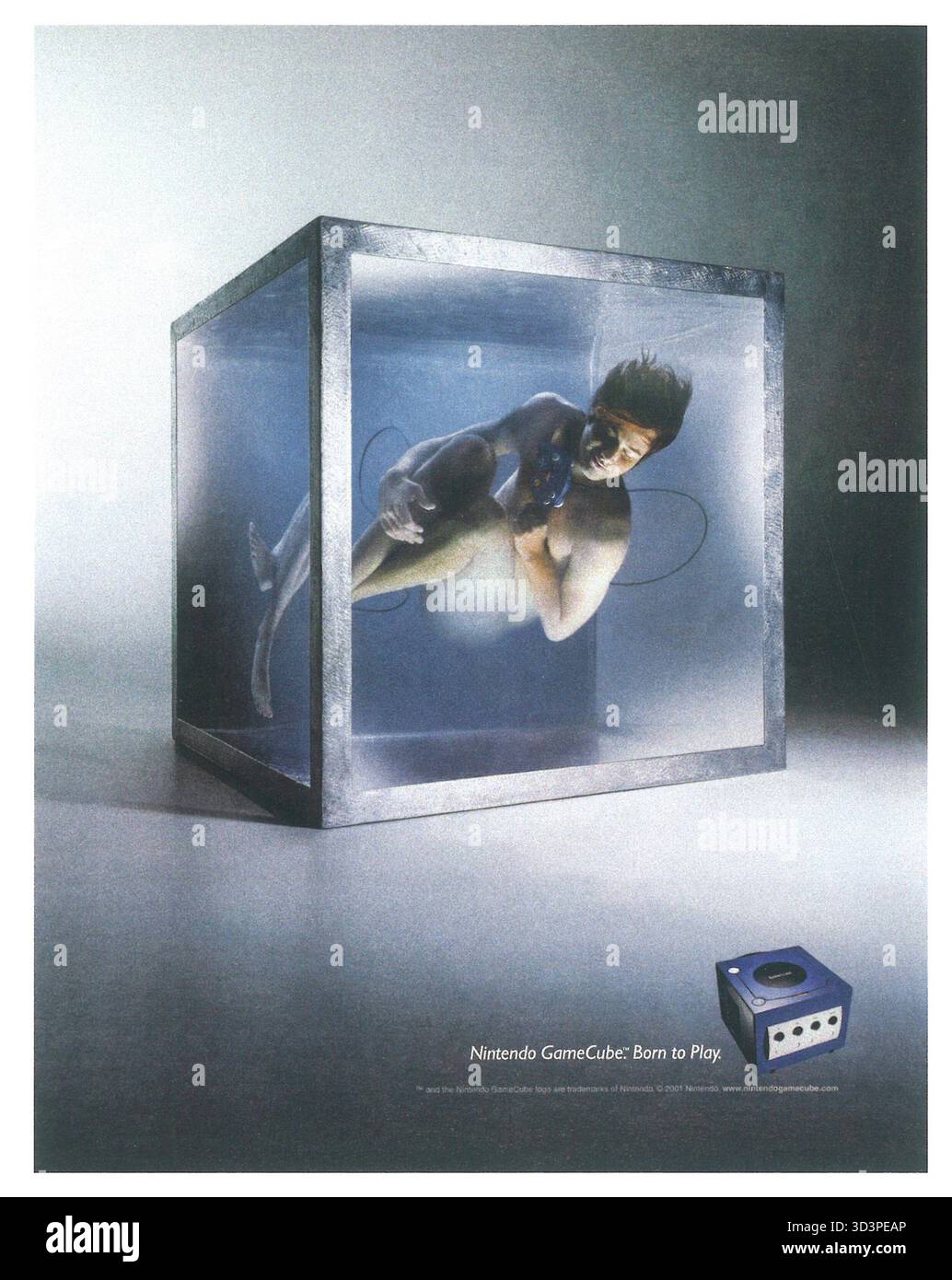 2001 Nintendo GameCube game console ad, "Born to play" Stock Photo