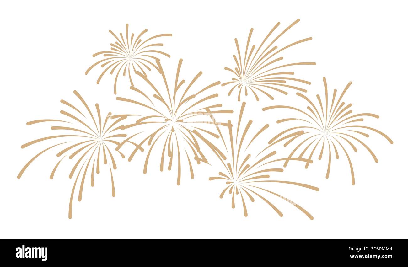 Gold fireworks display vector symbol on isolated background Stock Vector