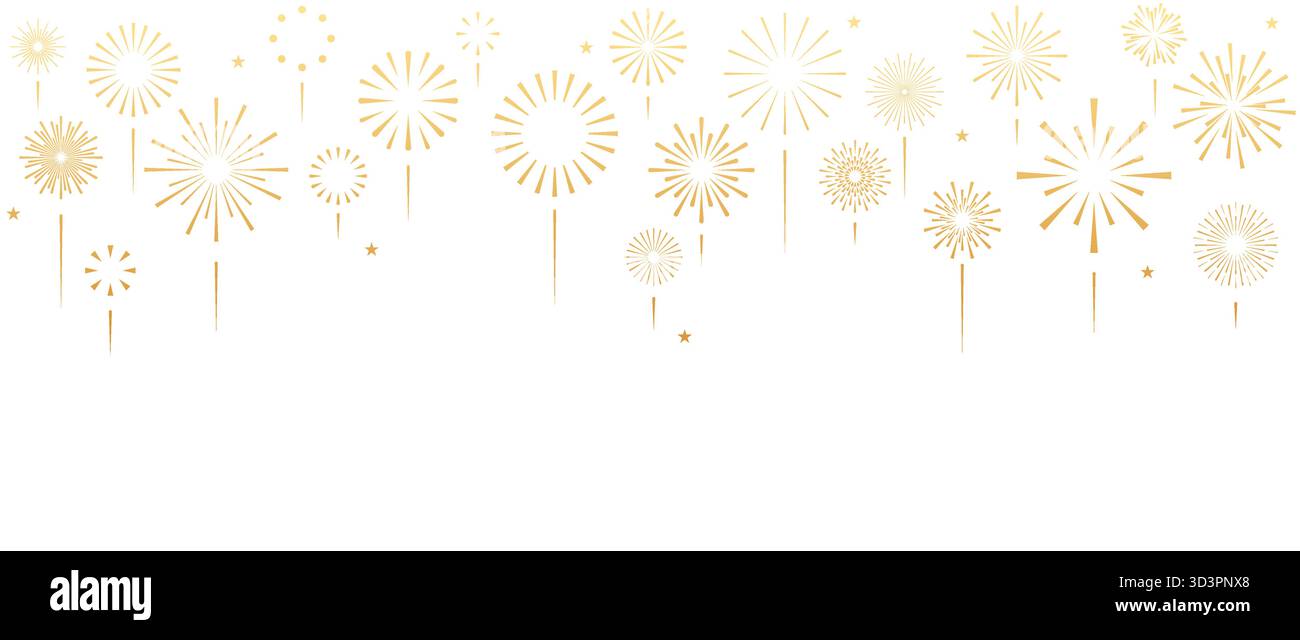Fireworks border with stars, gold vector celebration background ...