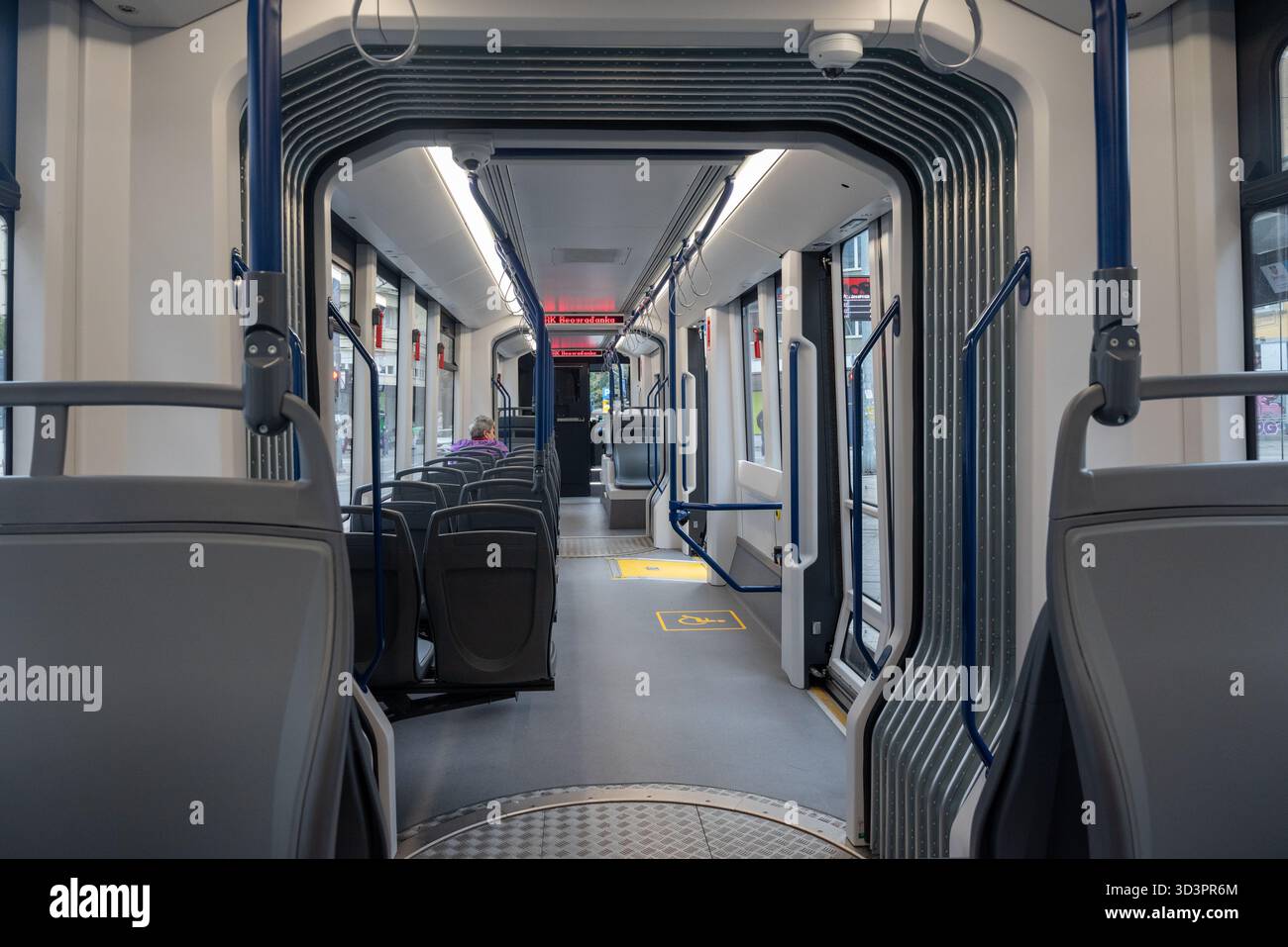 Interior of one of the new style passenger trams taking people around ...