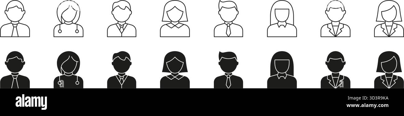 Professional Avatar Icon Set. Diverse Occupation Representation In ...