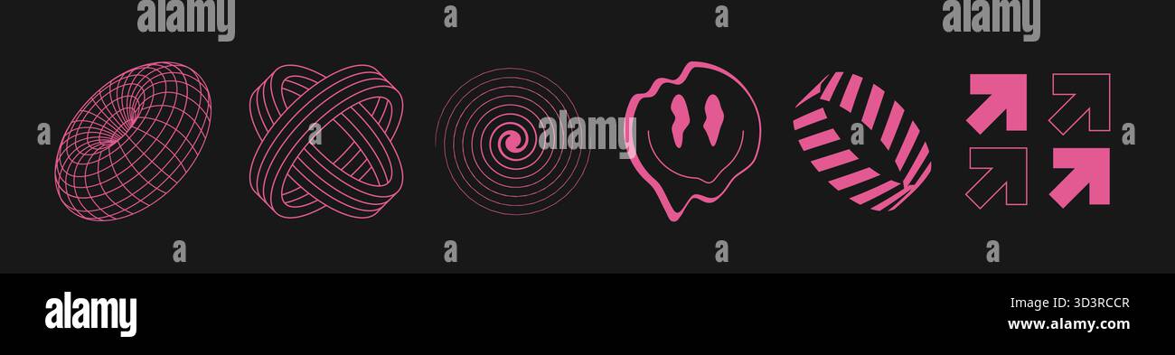 Retro Futurism Design Elements Set Stock Vector