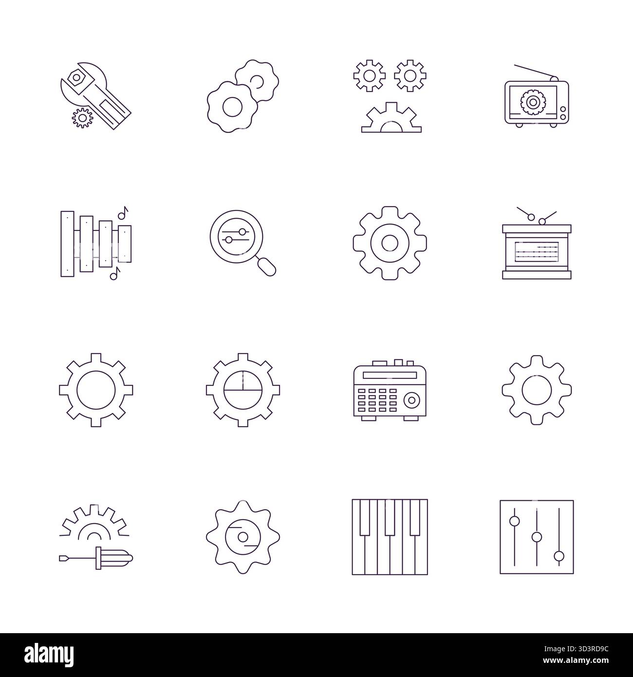 Precision-engineered 16 Thin Line vector icons for Tuning, designed at ...