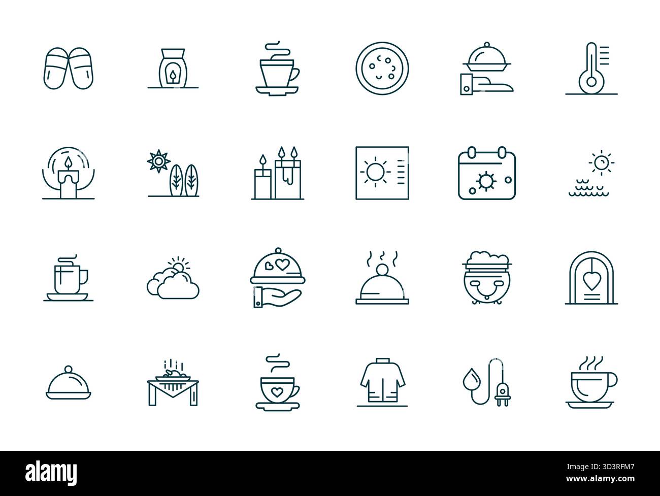 Intelligently designed 24 Grid Fitted vector icons inspired by Warm, created in Bold Line format at 128x128 for smart and efficient design workflows. Stock Vector