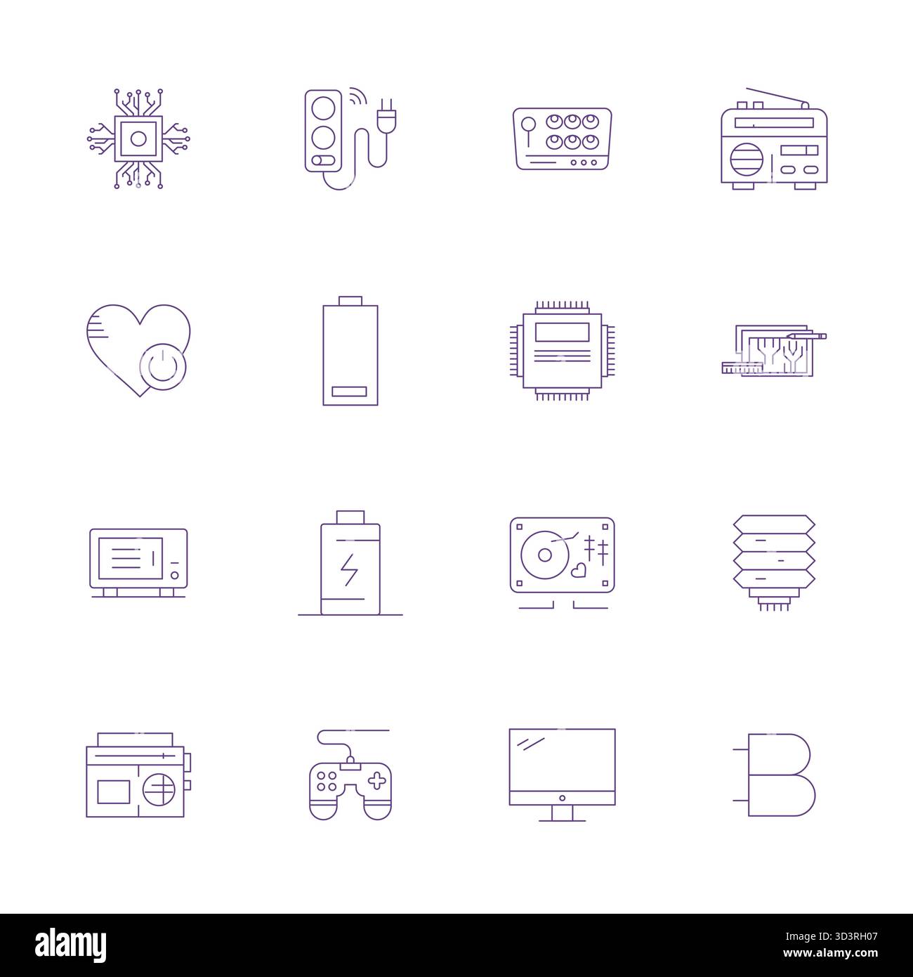 Transform your designs with 16 Thin Line vector icons themed around Electronics, engineered in High Resolution Editable resolution for maximum clarity Stock Vector