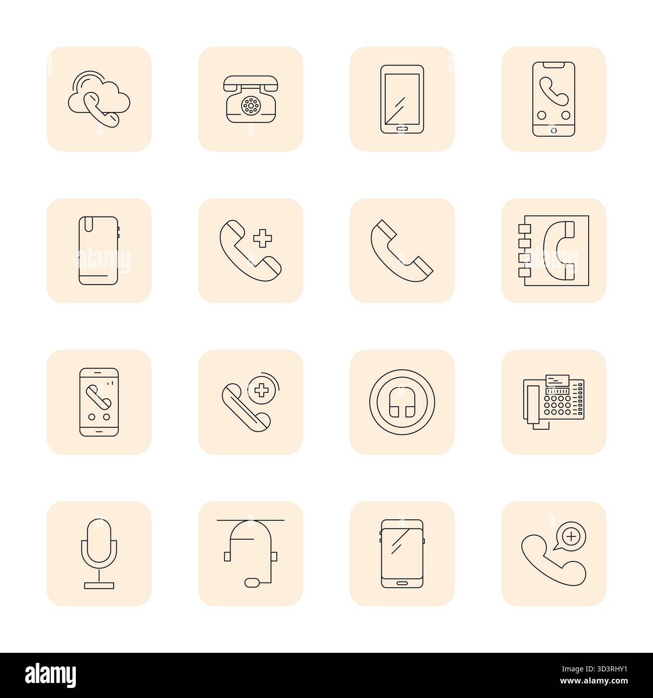 Vector pack with 16 Thin Outline Pixel Aligned icons inspired by Call ...