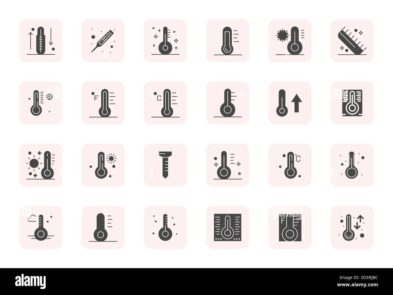 Strategic bundle featuring 24 vector icons representing Celsius in Filled format, optimized with High Resolution Editable quality for professional wor Stock Vector