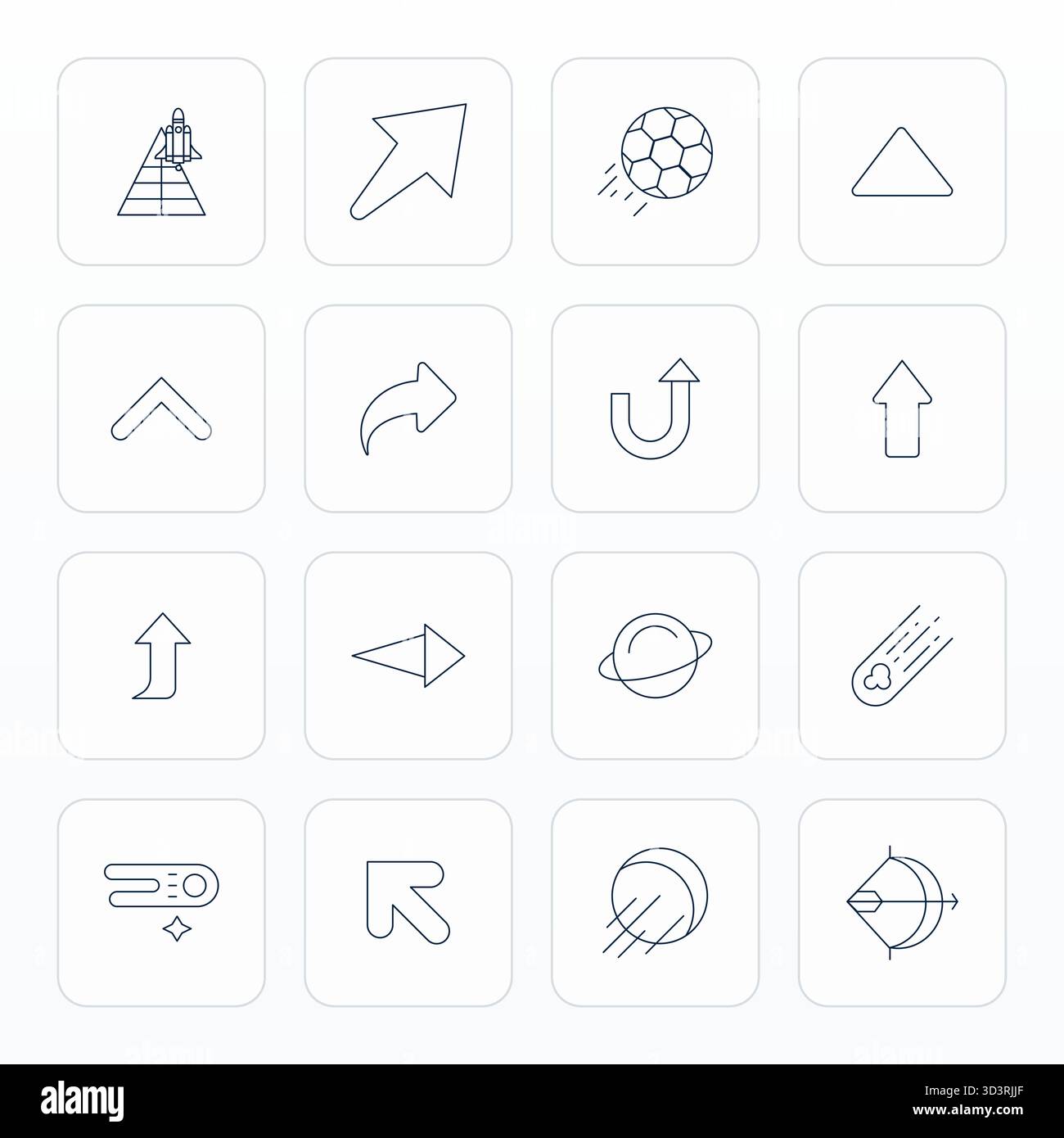 Artfully designed 16 Thin Line Editable vector icons for Trajectory, delivered in Retina Ready format for consistent visual excellence. Stock Vector