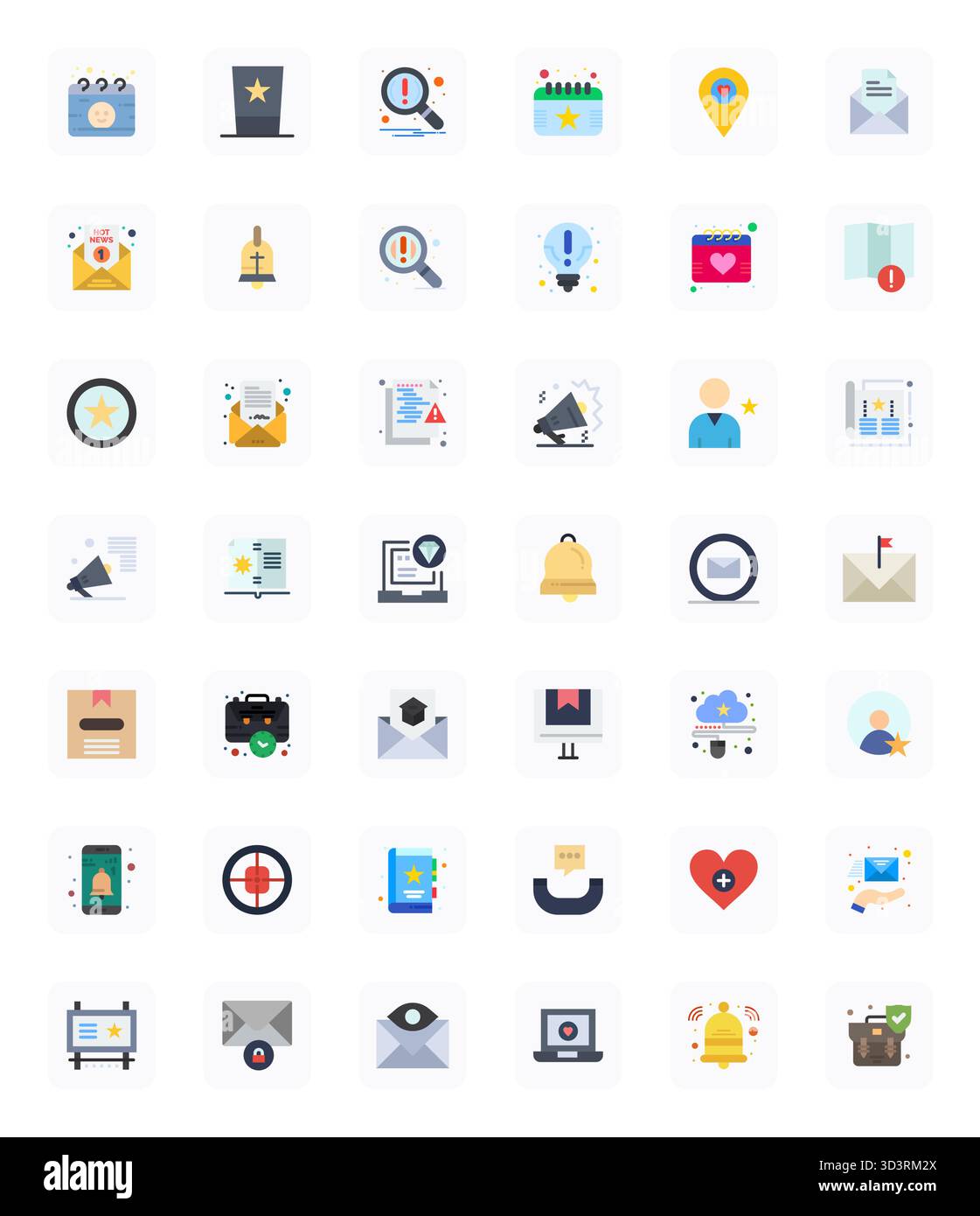 Masterfully created 42 vector icons representing Important in Flat design, featuring 64x64 Display Perfect resolution for exceptional visual quality. Stock Vector