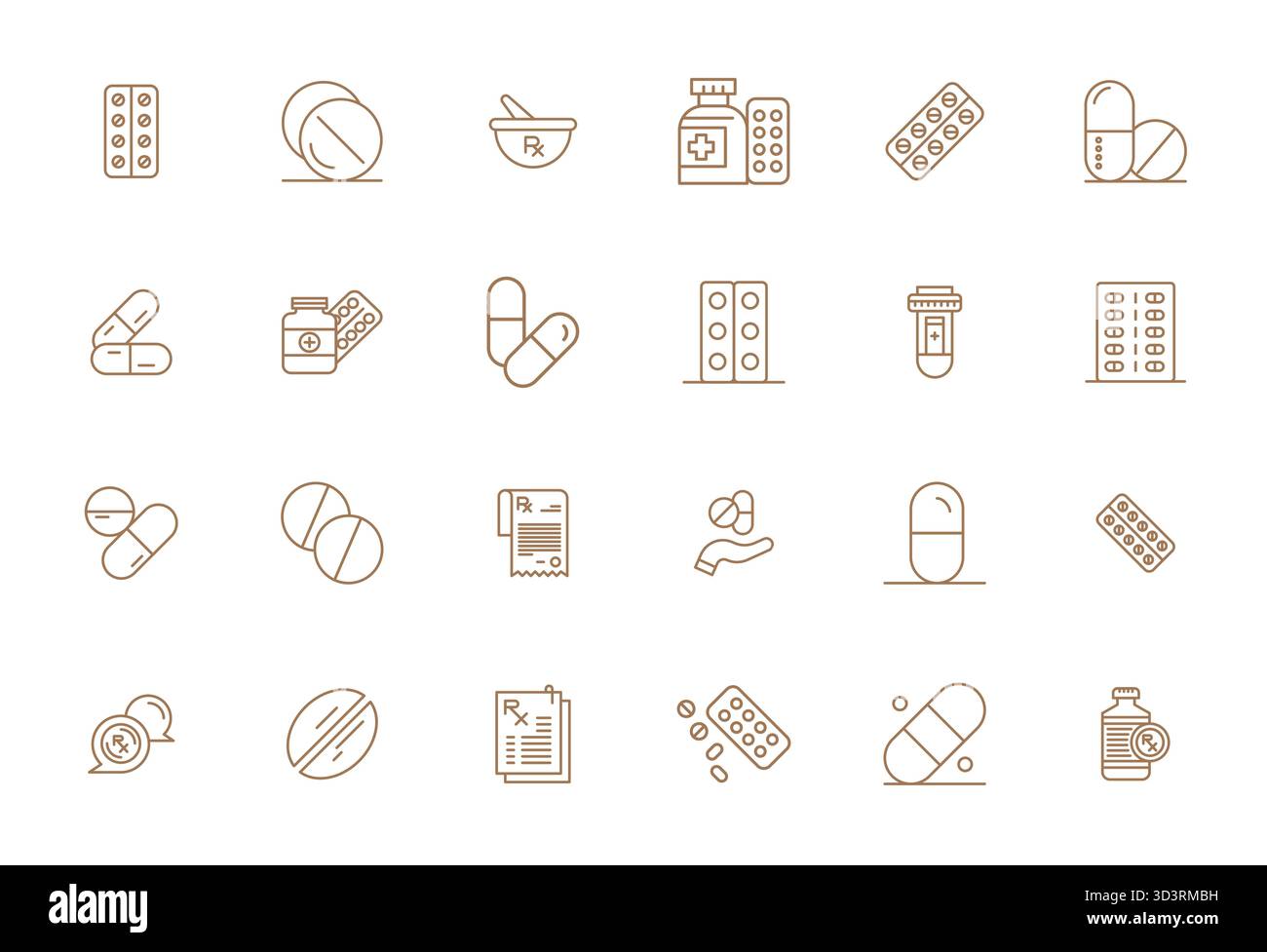 Streamlined set of 24 vector icons for Rx in Bold Line aesthetic ...