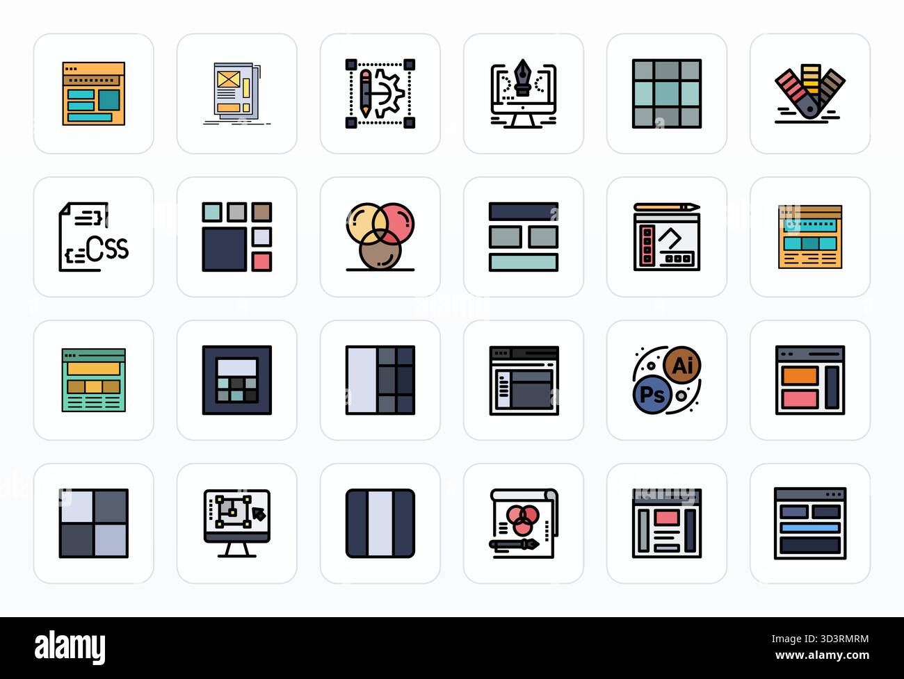 Innovative pack of 24 vector icons themed around Visual Design ...