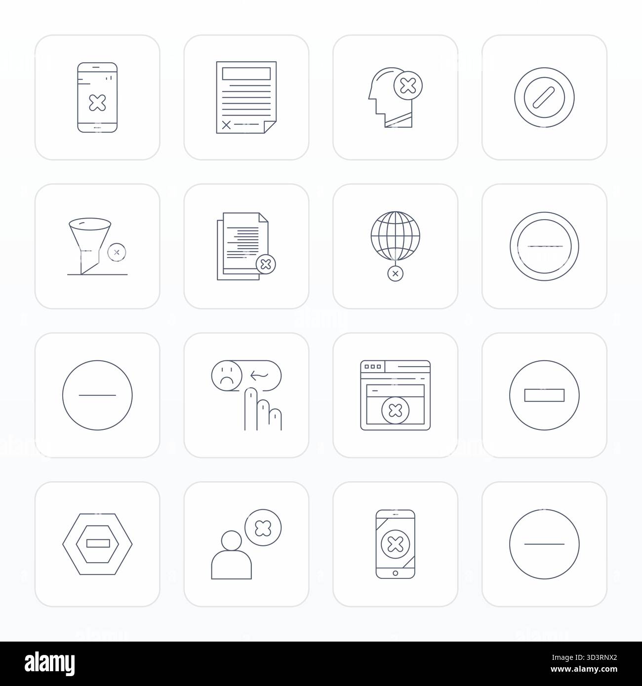 High-performance collection of 16 Thin Line vector icons for Reject ...