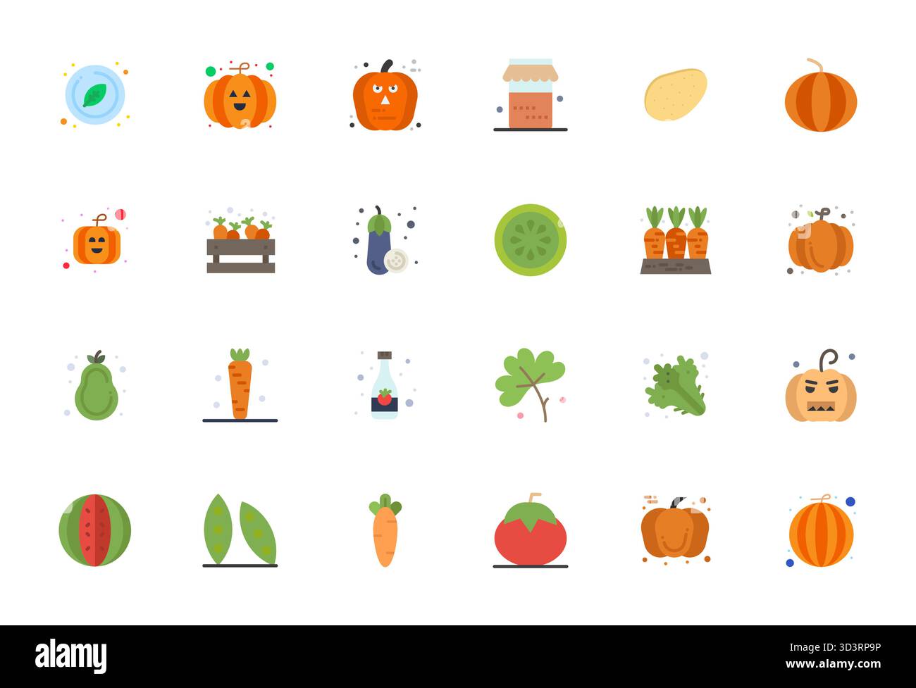 Collection of 24 Flat Pixel Aligned vector icons for Vegetable ...