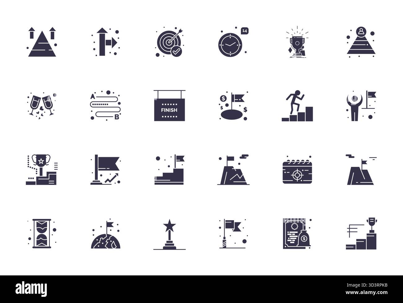 Masterfully created 24 vector icons representing Milestone in Filled design, featuring 256x256 Pixel Optimized resolution for exceptional visual quali Stock Vector