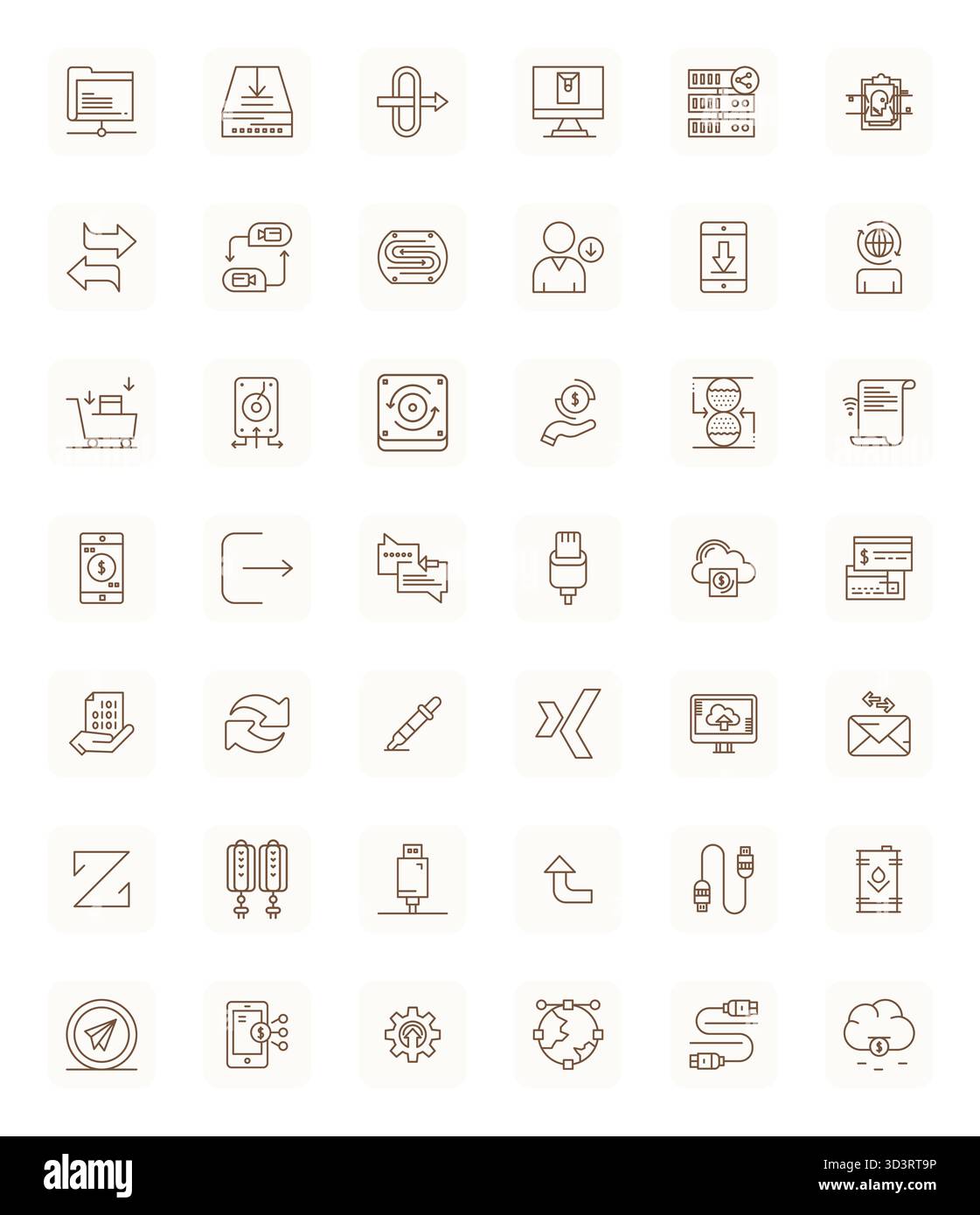 Collection of 42 Regular Bold Outline Editable vector icons for Transfer, designed in 256x256 format for clarity and versatility. Stock Vector