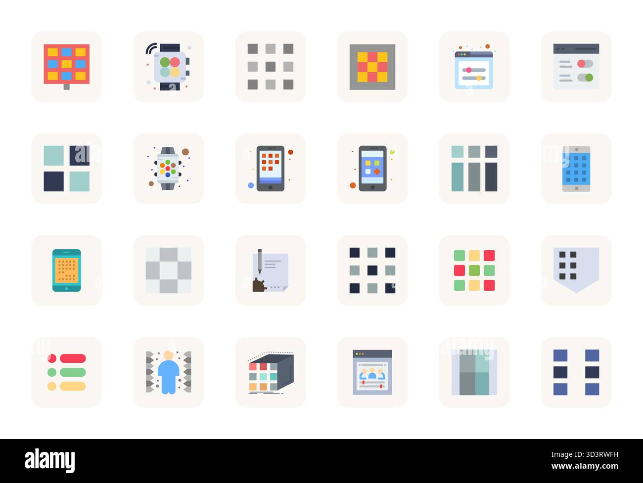 Comprehensive bundle featuring 24 vector icons in Flat design for ...