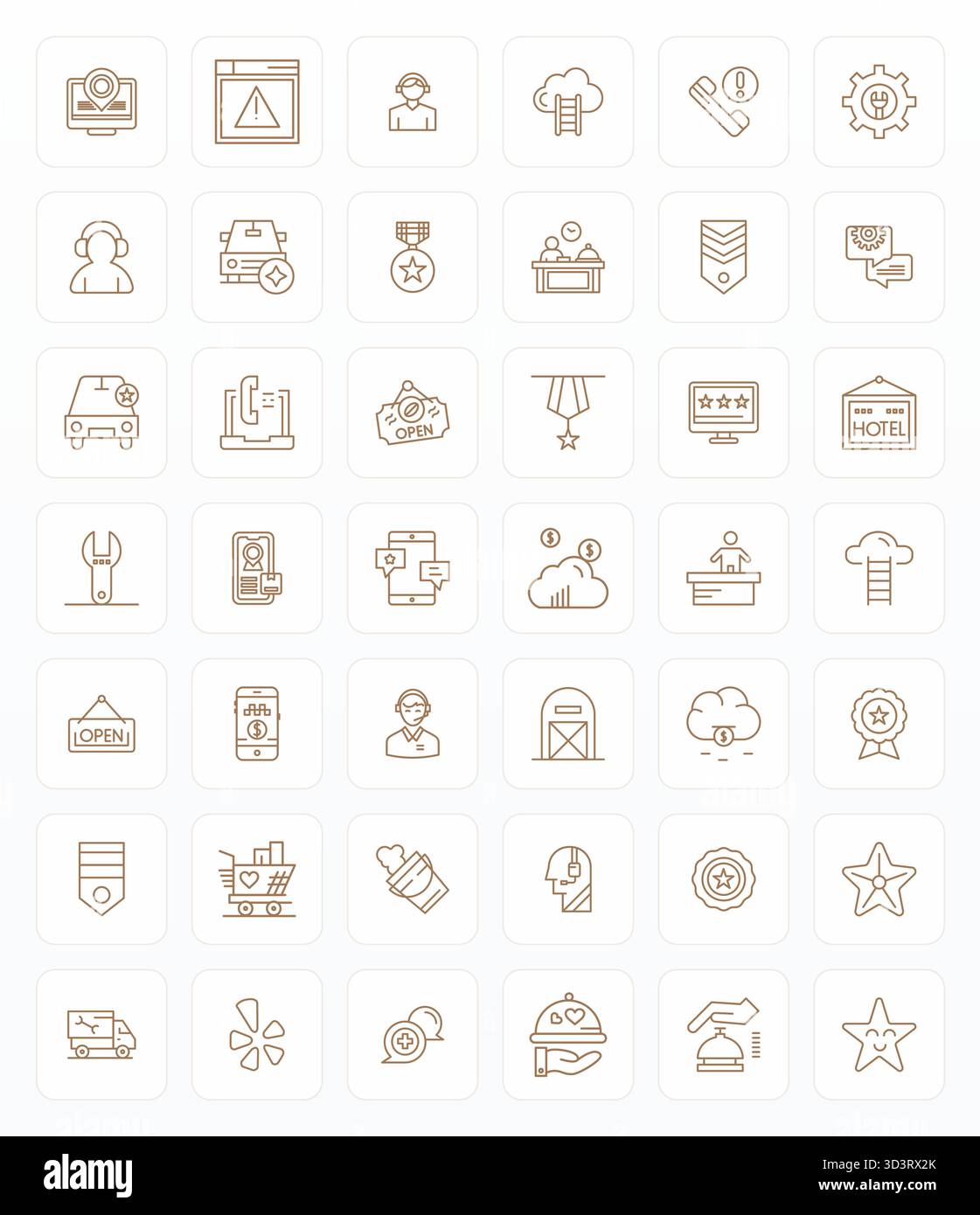 A clean collection of 42 Bold Line vector icons representing Service ...