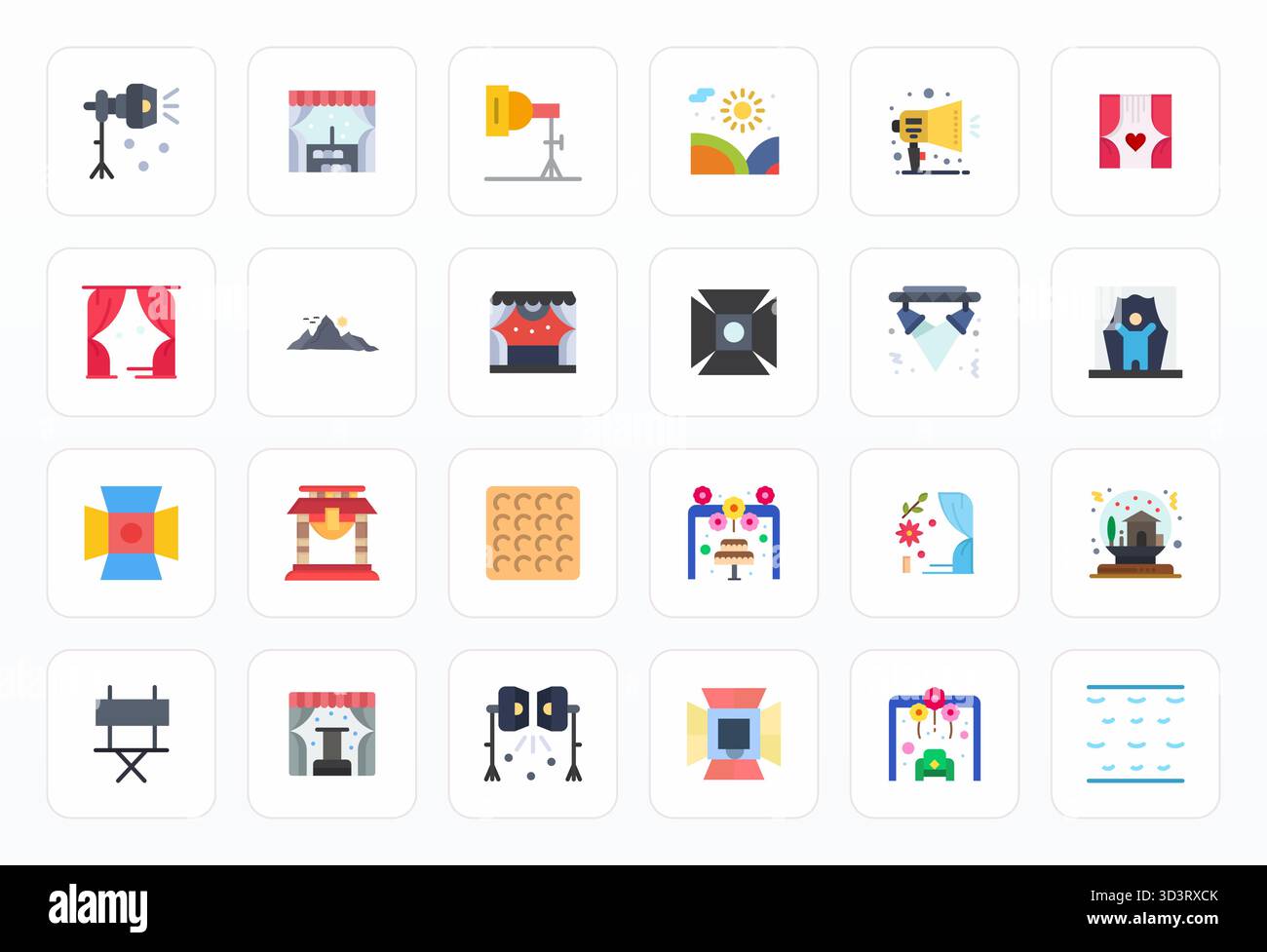 Industry-leading pack of 24 Flat Grid Fitted vector icons for Backdrop, sized at High Resolution for optimal rendering and user interface excellence. Stock Vector
