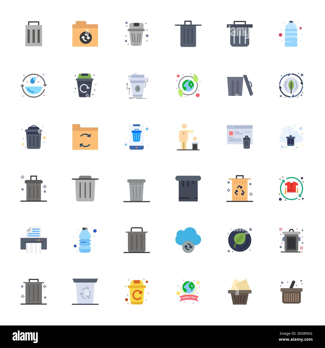 Collection of 36 Flat Detail Enhanced vector icons for Recycle ...