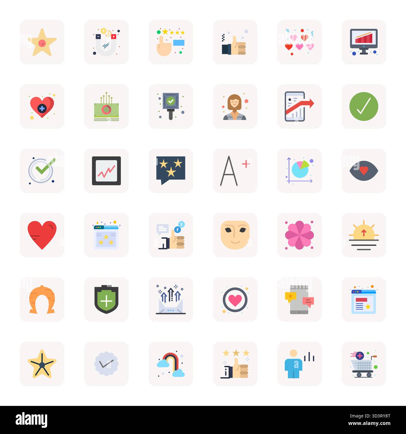 Thoughtfully designed 36 vector icons themed around Positive, crafted in Flat with 256x256 Editable precision for contemporary design needs. Stock Vector