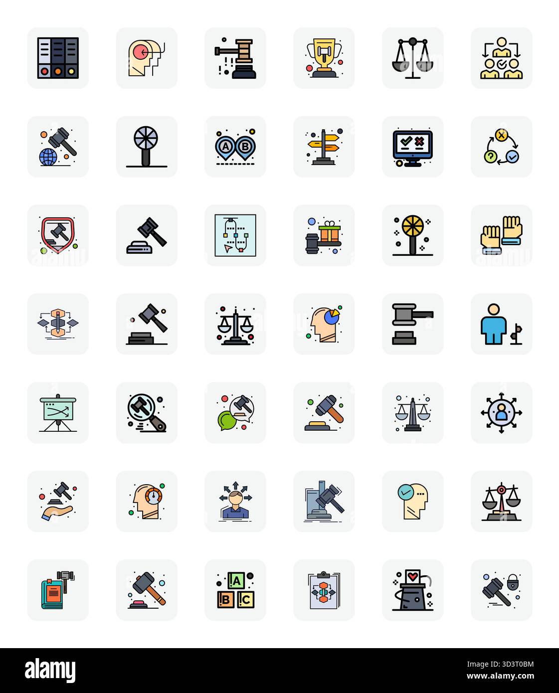 Masterfully created 42 vector icons representing Decision in LineFilled design, featuring Retina Ready Pixel Aligned resolution for exceptional visual Stock Vector