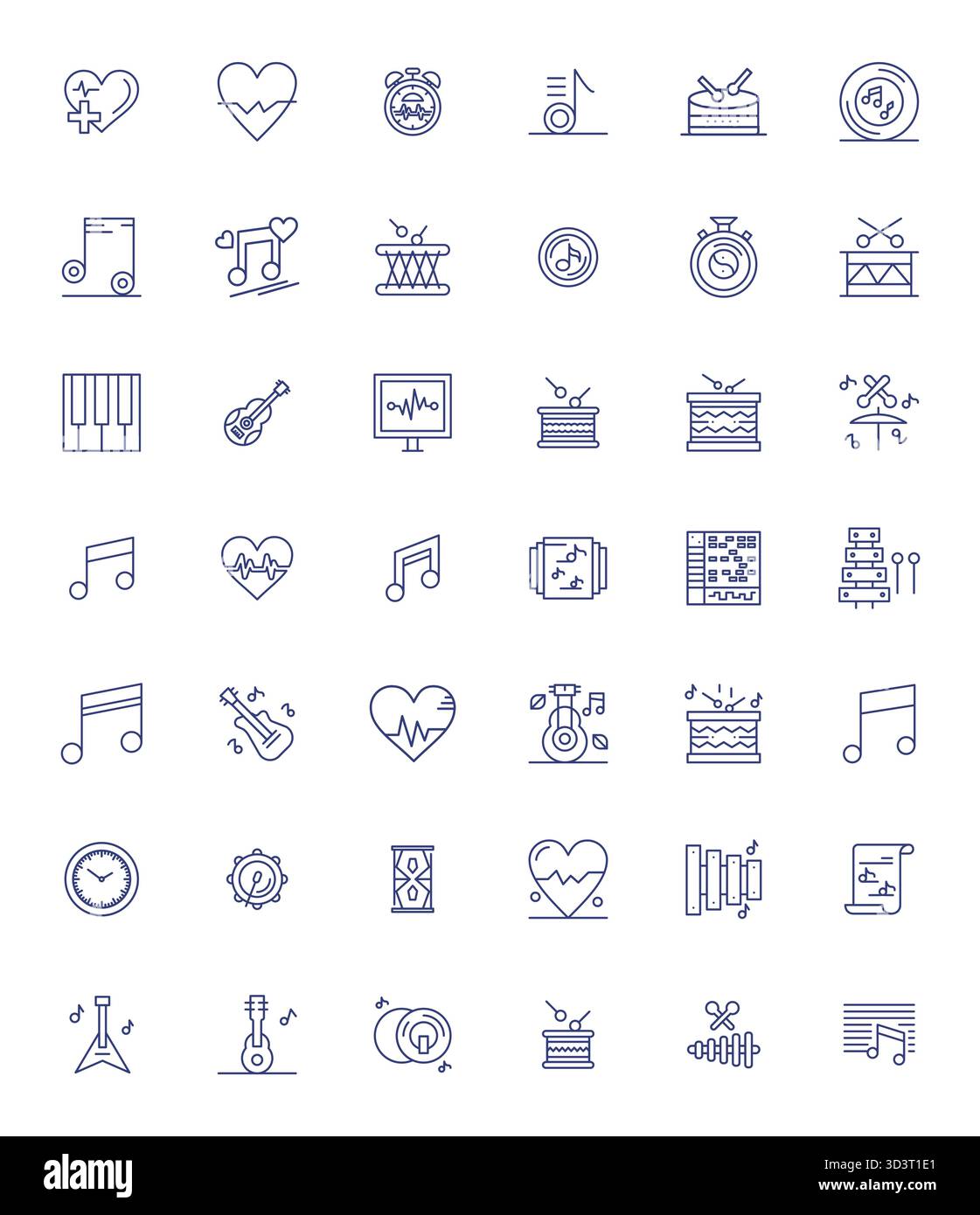 A clean collection of 42 Bold Line vector icons representing Rhythm ...