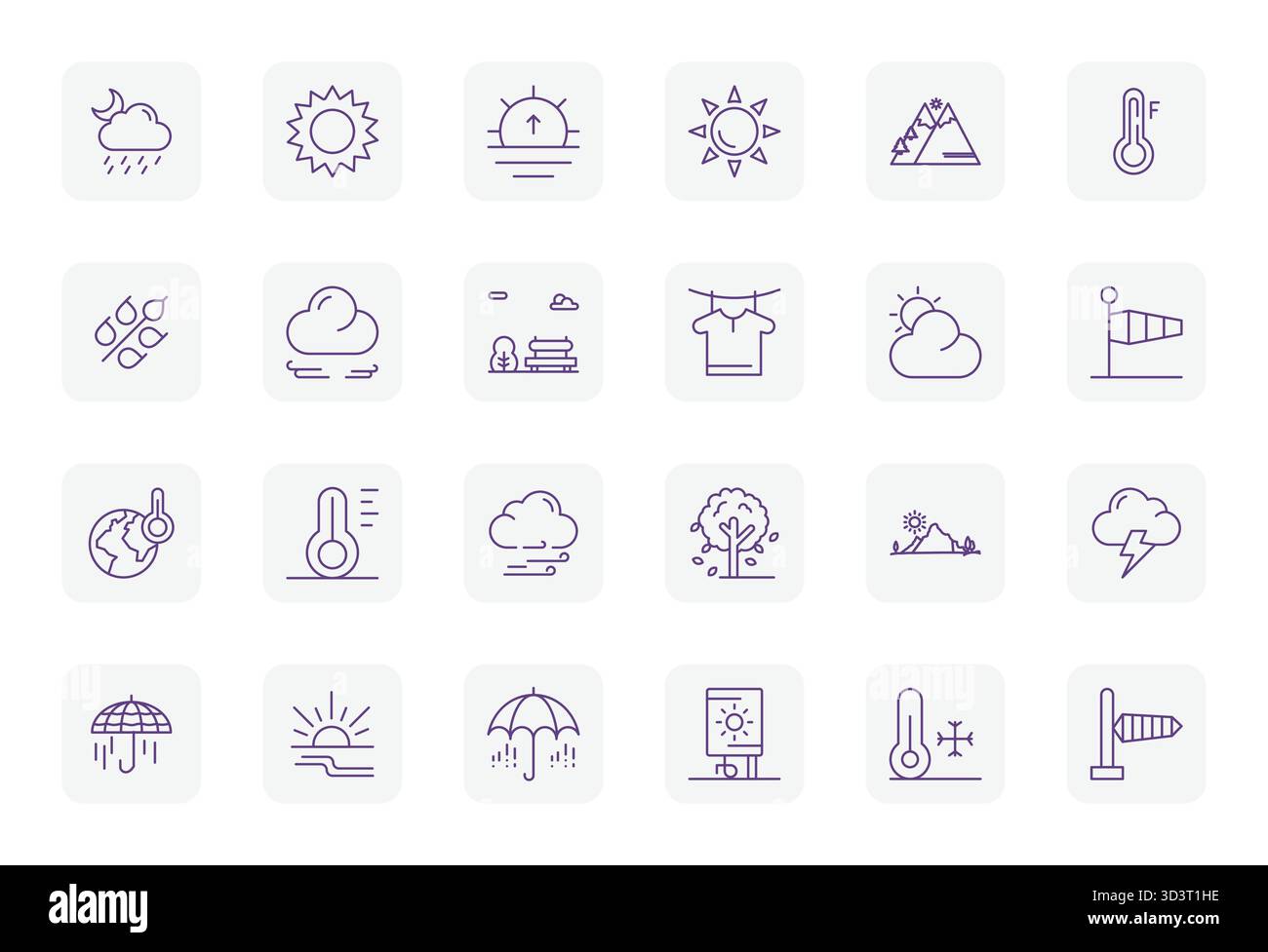 Meticulously crafted 24 Regular Bold Outline vector icons for Weather, delivered in High Resolution Detail Enhanced quality for uncompromising design Stock Vector