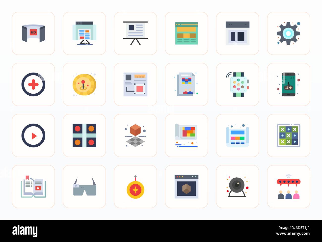 Download 24 scalable Flat vector icons designed for Interactive, featuring Pixel Optimized 256x256 resolution suitable for professional and creative p Stock Vector