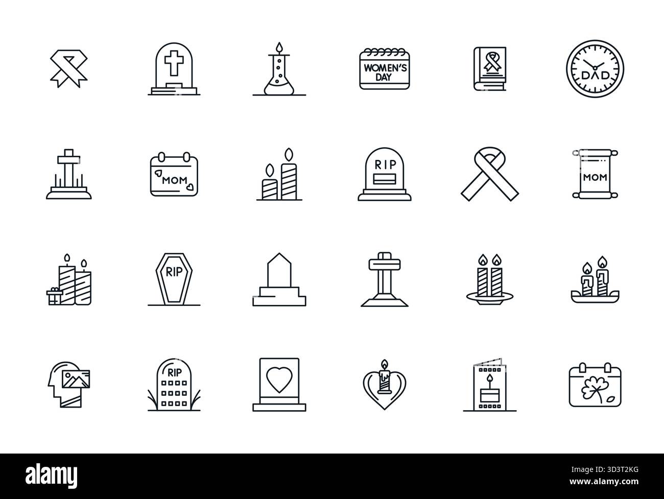 This Remembrance vector icon pack includes 24 Bold Line designs in 64x64 Pixel Aligned format, perfect for enhancing digital interfaces. Stock Vector