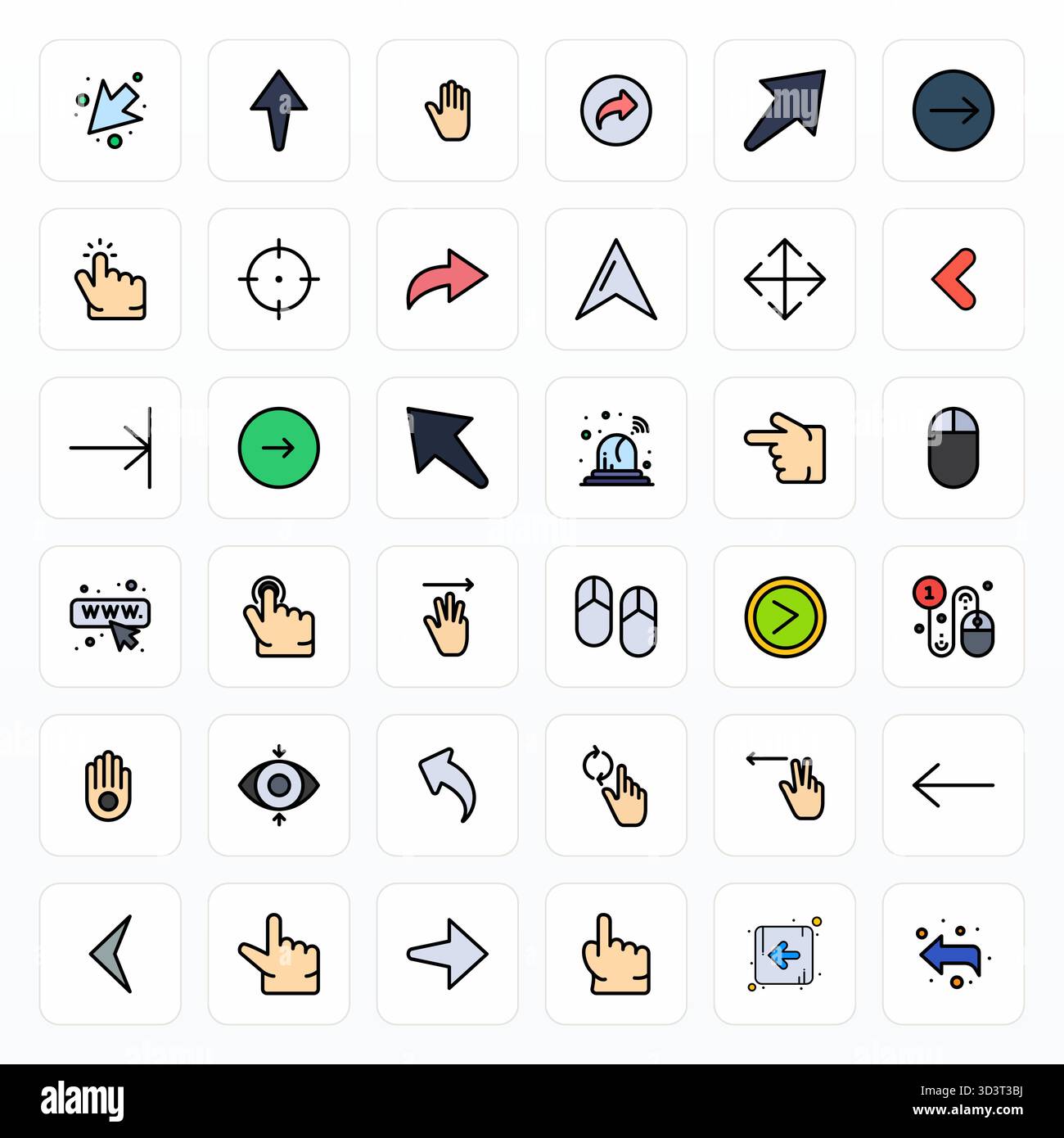 This set of 36 Filled Line vector icons captures Cursor themes in ...