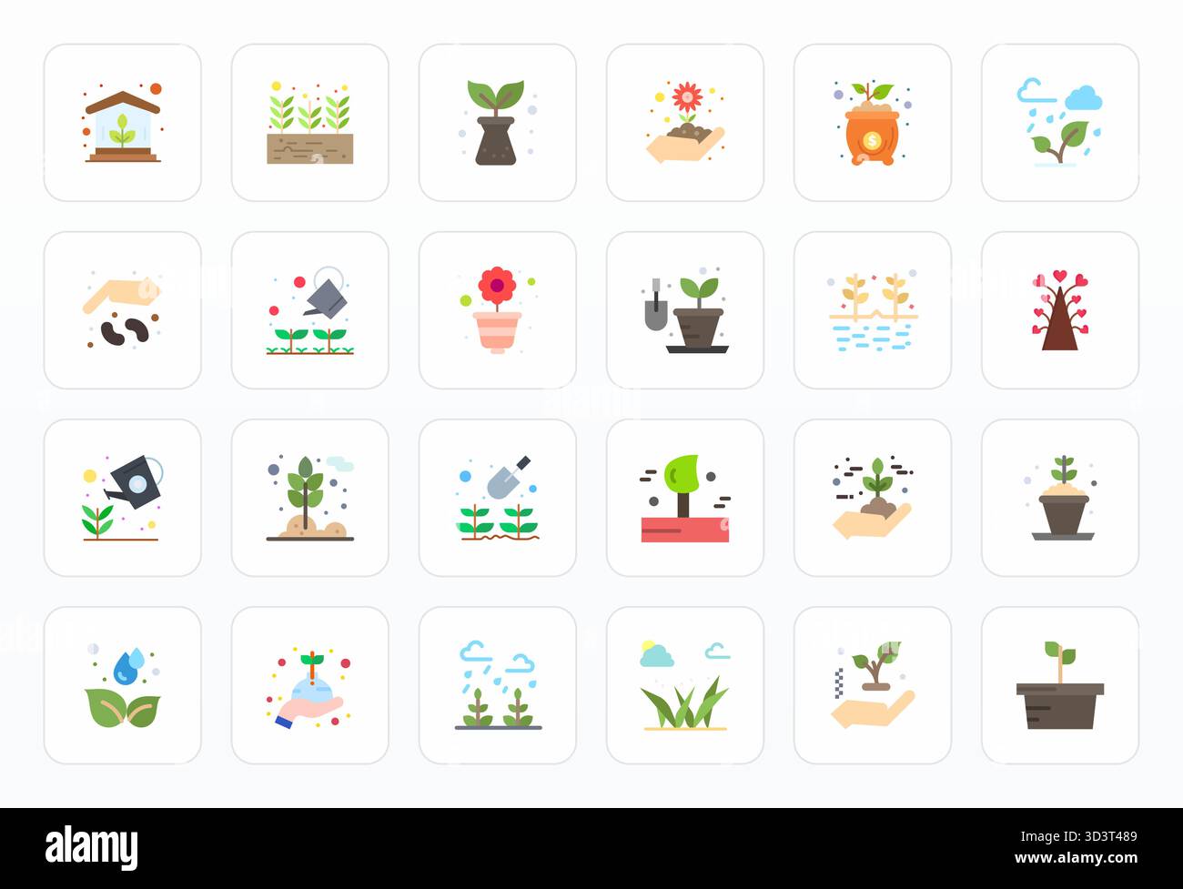 Masterfully created 24 vector icons representing Sprouting in Flat design, featuring 256x256 Editable resolution for exceptional visual quality. Stock Vector