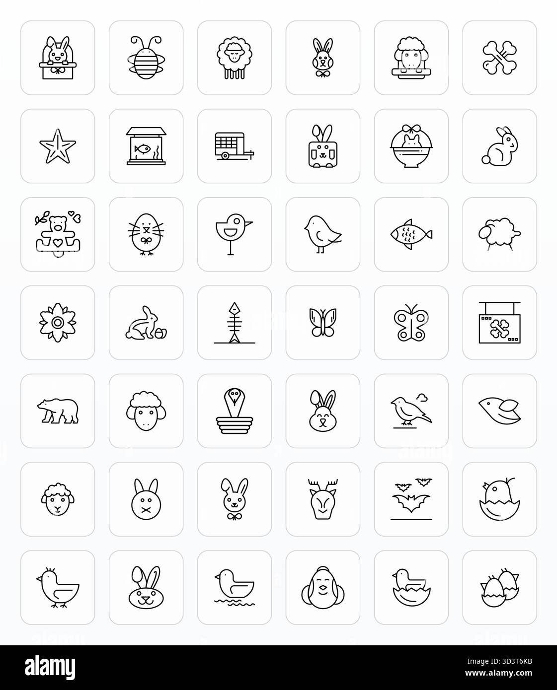 This Animal vector icon pack includes 42 Bold Line designs in High Resolution Editable format, perfect for enhancing digital interfaces. Stock Vector