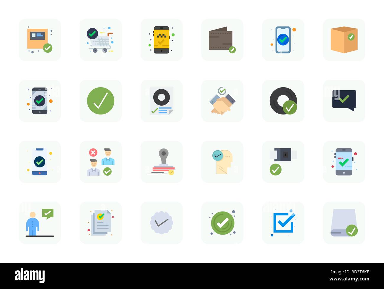 Explore 24 Flat Editable vector icons in 128x128 resolution inspired by Accepted. Perfect for web and app interfaces. Stock Vector