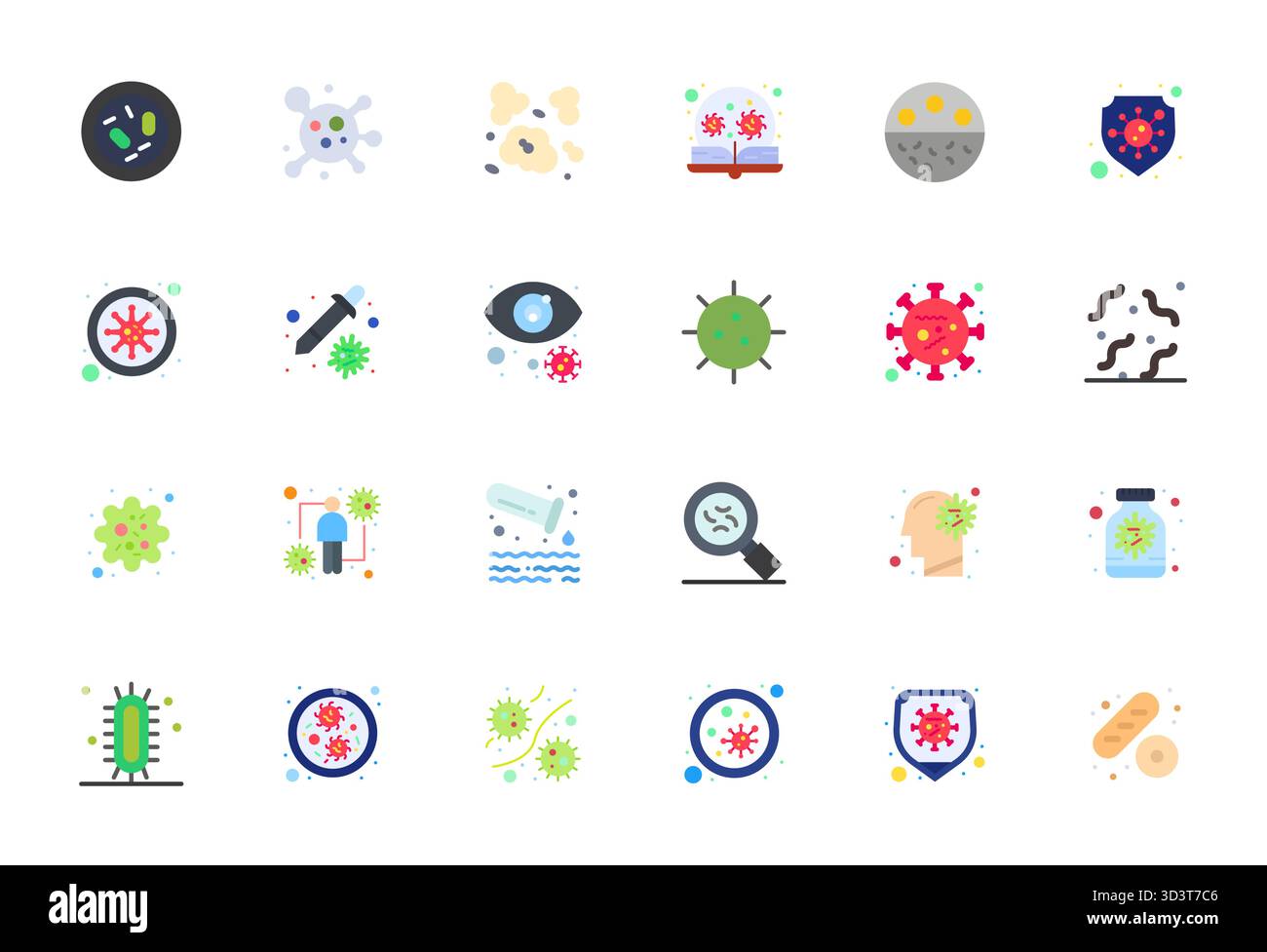 Collection of 24 Flat PIXEL Perfect vector icons for Microbe, designed ...