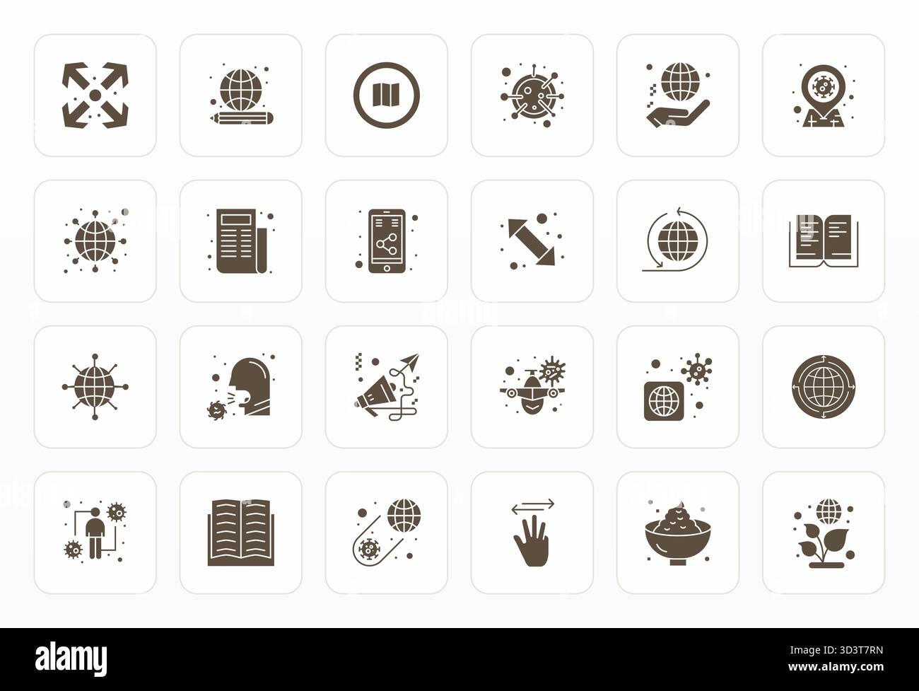 Refined bundle featuring 24 Glyph vector icons for Spread, optimized with 128x128 Pixel Aligned quality for elegant and functional design solutions. Stock Vector