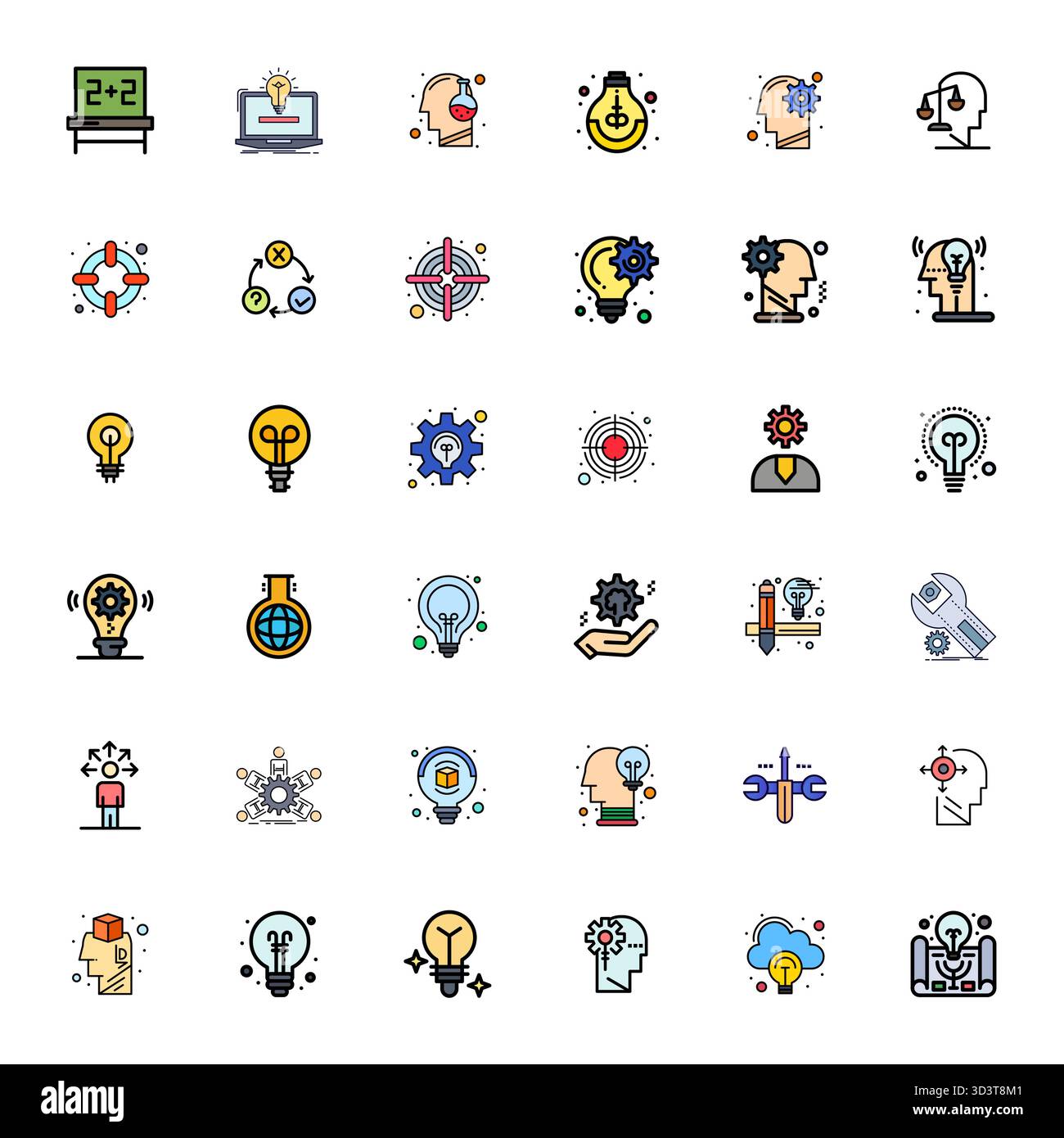 Artfully designed 36 Flat Line Filled PIXEL Perfect vector icons for ProblemSolving, delivered in 256x256 format for consistent visual excellence. Stock Vector