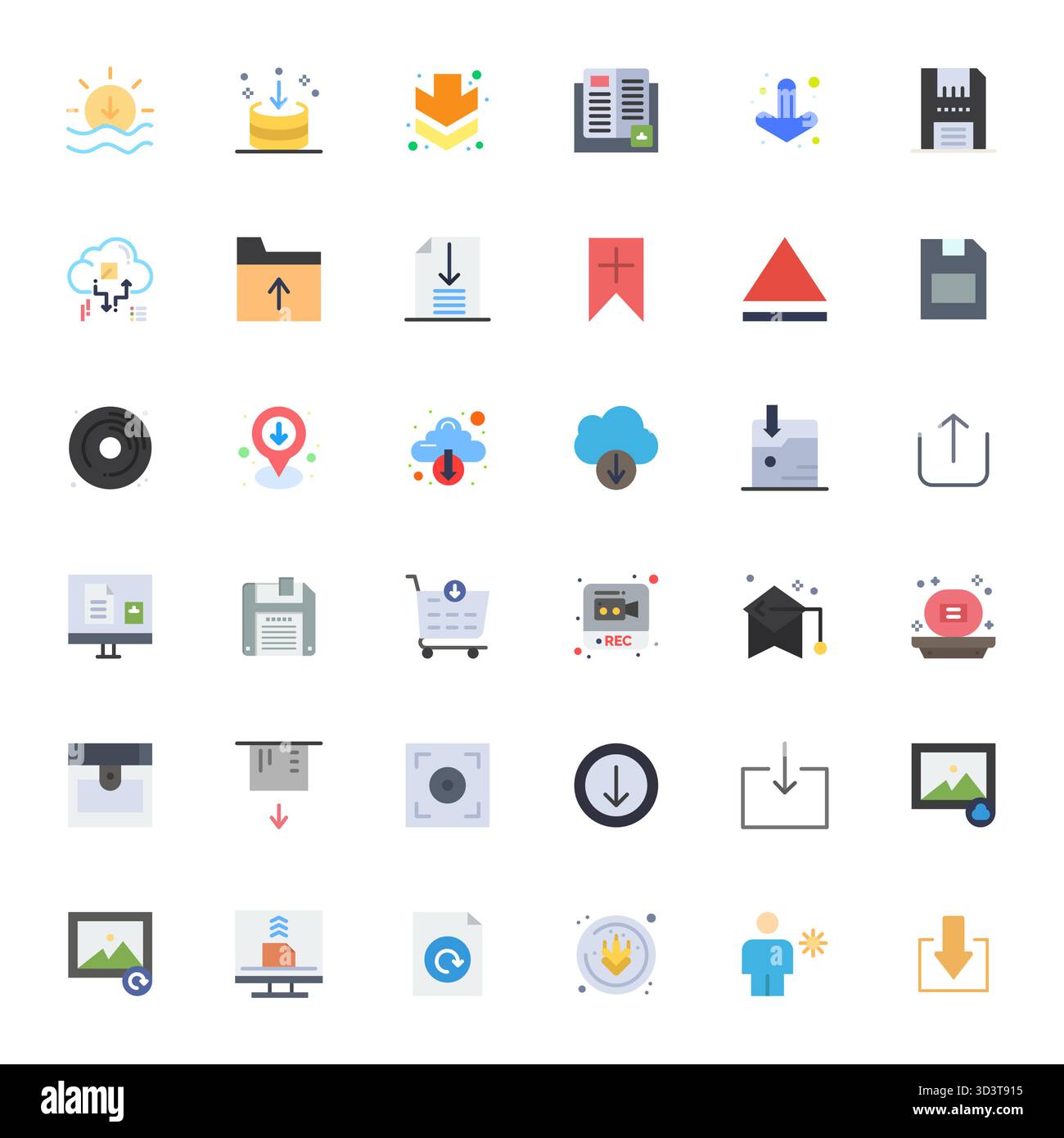 Transform your designs with 36 Flat vector icons themed around Save, engineered in 128x128 Pixel Optimized resolution for maximum clarity. Stock Vector