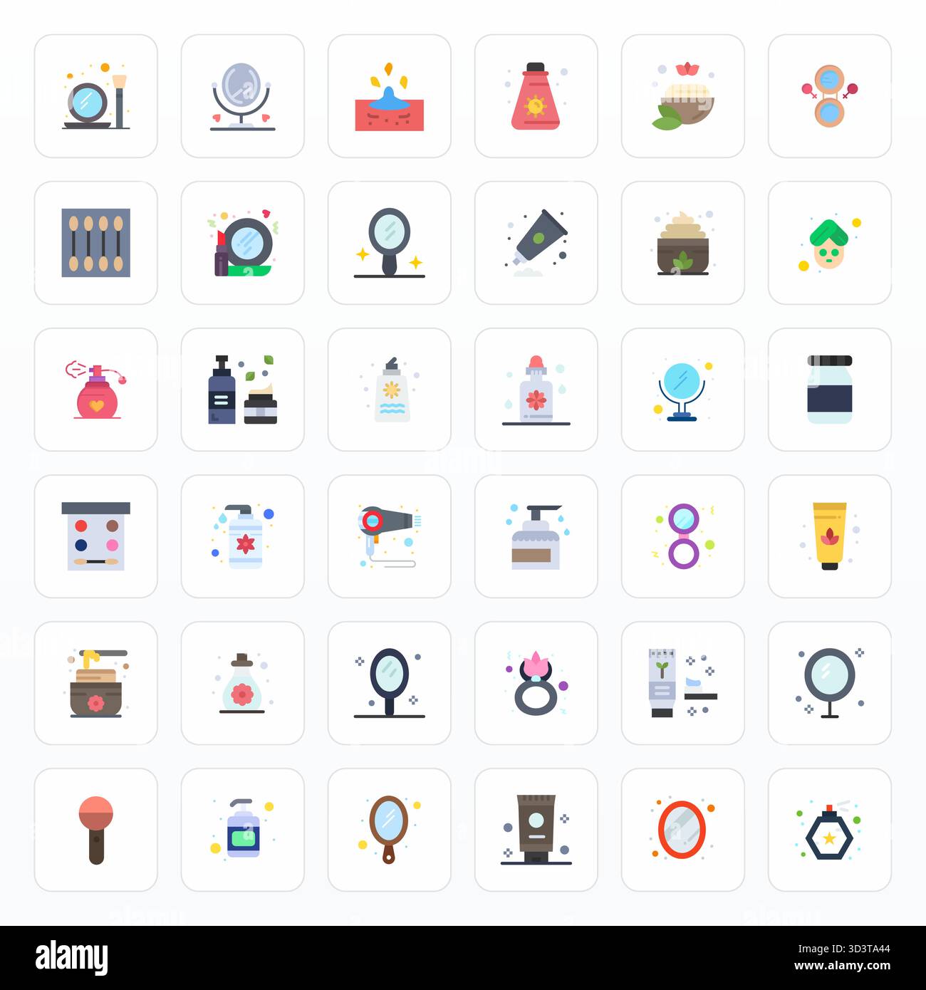 Explore 36 Flat Pixel Optimized vector icons in High Resolution resolution inspired by Cosmetic. Perfect for web and app interfaces. Stock Vector