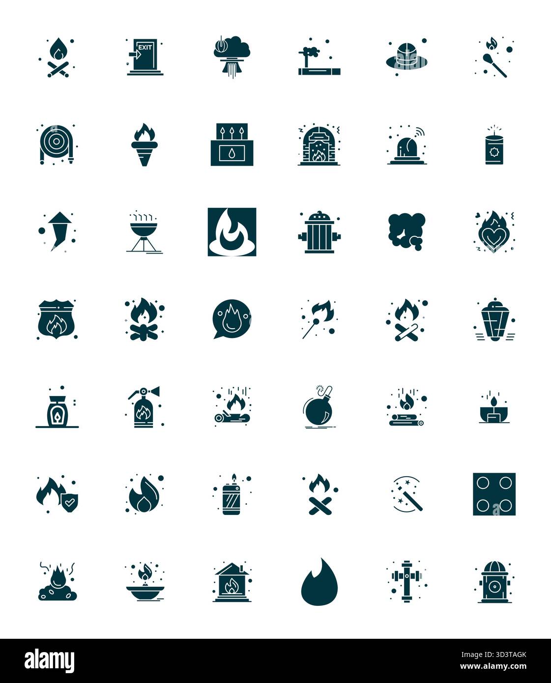 Handcrafted collection featuring 42 Filled vector icons for Fire ...