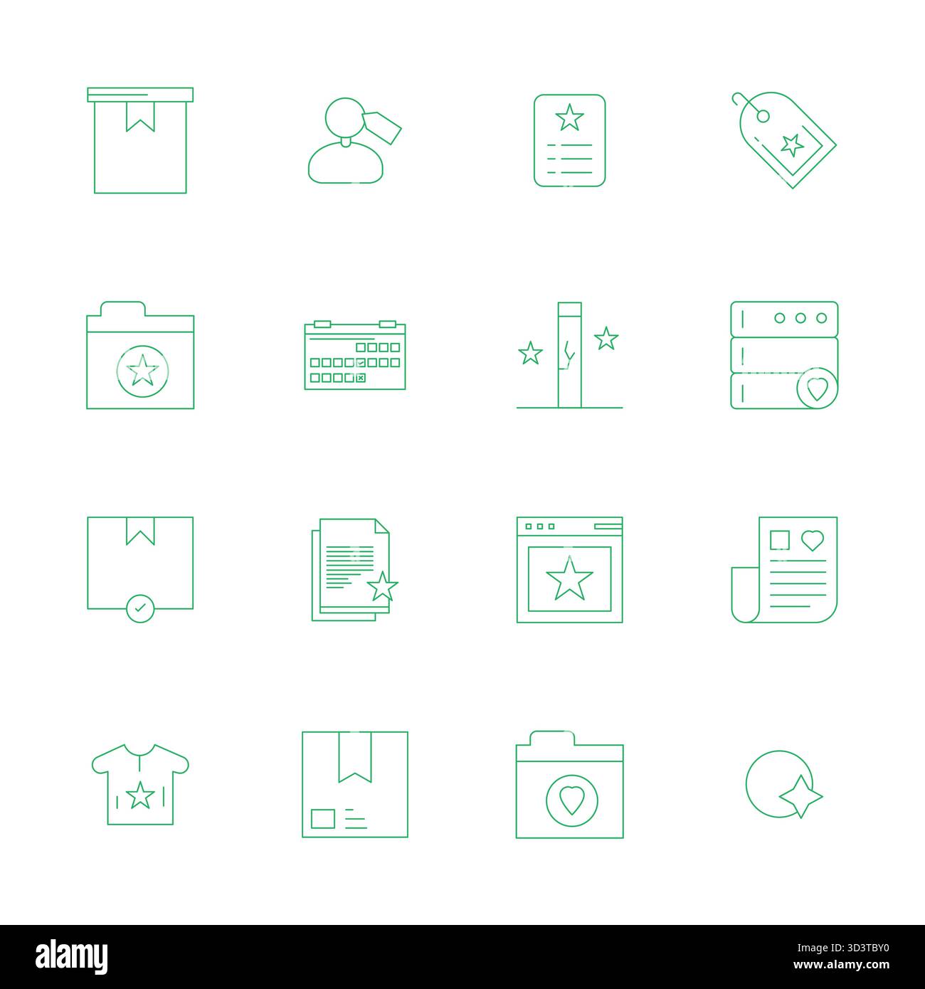 This collection features 16 Thin Line Pixel Optimized vector icons tailored to the Marked theme, optimized in High Resolution format for digital desig Stock Vector