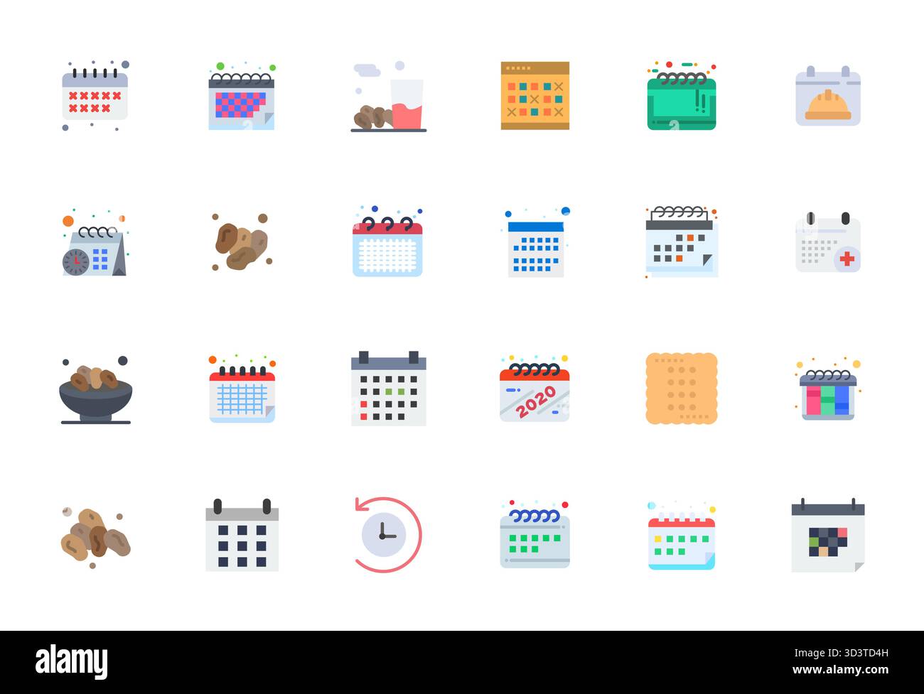 Explore 24 Flat Editable vector icons in Retina Ready resolution inspired by Dates. Perfect for web and app interfaces. Stock Vector