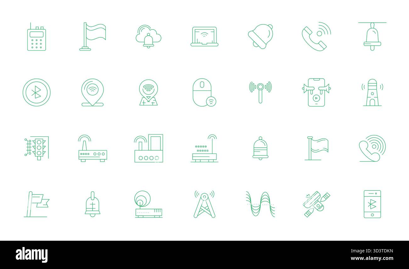 Masterfully created 28 vector icons representing Signal in Thin Line ...