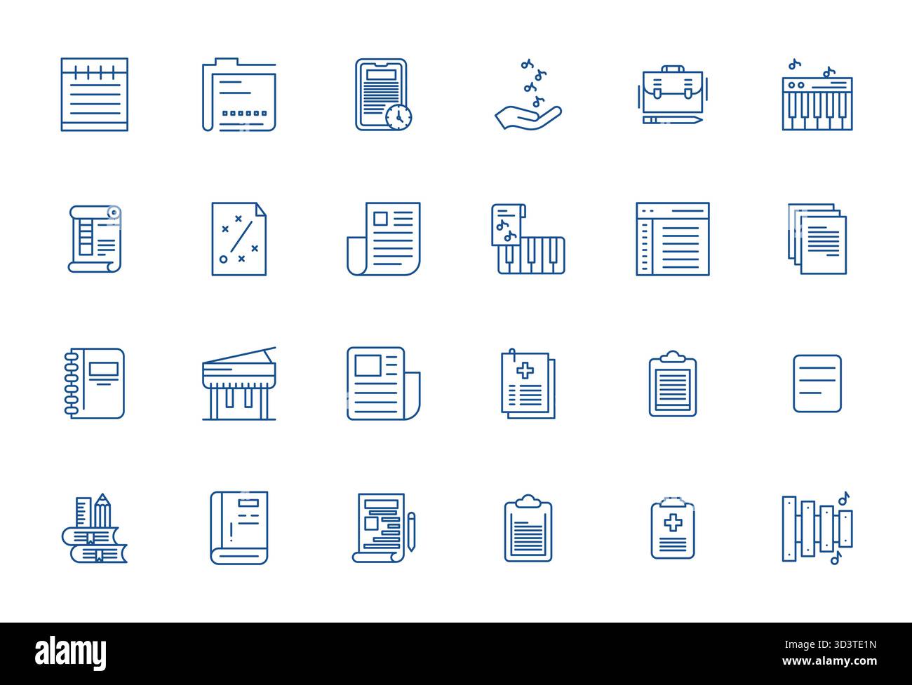 Explore 24 Bold Line Grid Fitted vector icons in 64x64 resolution inspired by Notes. Perfect for web and app interfaces. Stock Vector