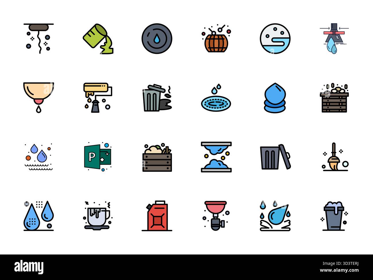 Exceptional collection of 24 Flat Line Filled vector icons for Overflow ...